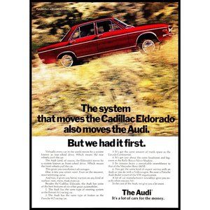 1972 Audi 100LS 4 Door Sports Sedan Vintage Print Ad County Road Blur Wall Art
